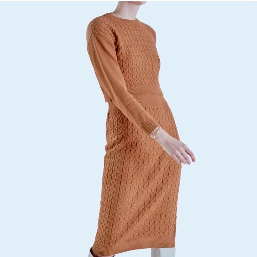 Heartloom Set Midi Knit Skirt and Sweater Top (Coord)